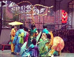 Each year, Opera in the Village allows for a "Photo Op"--a moment in the production where actors "freeze frame" to allow the audience a photograph. This is one such grainy photo, taken on my iPhone.